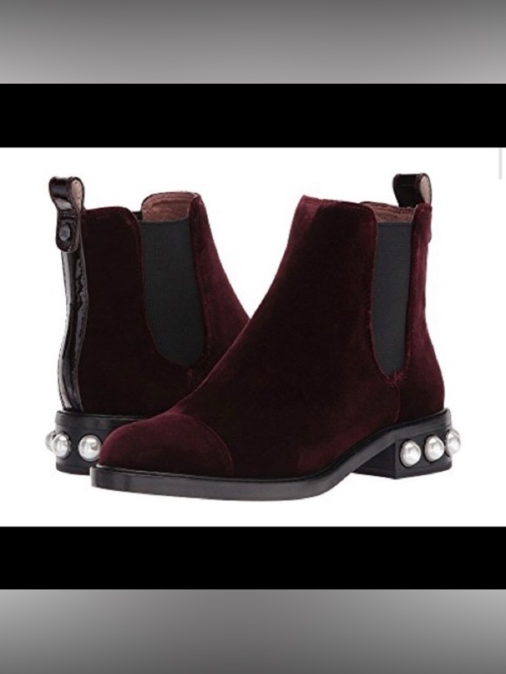 Louise et Cie Vinn Women's Leather Embellished Ankle Boots in burgundy velvet